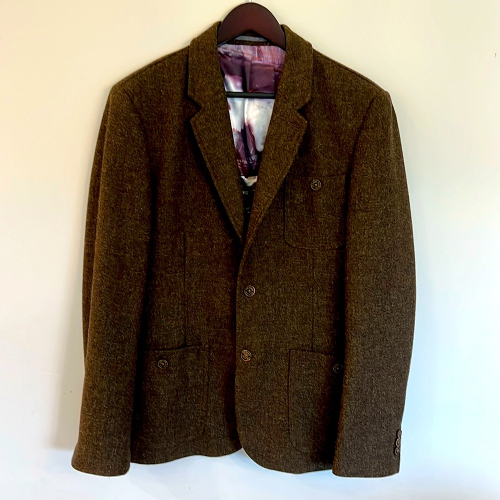 Ted Baker London Brown Tweed Sports Jacket with detailed lining, Size 5